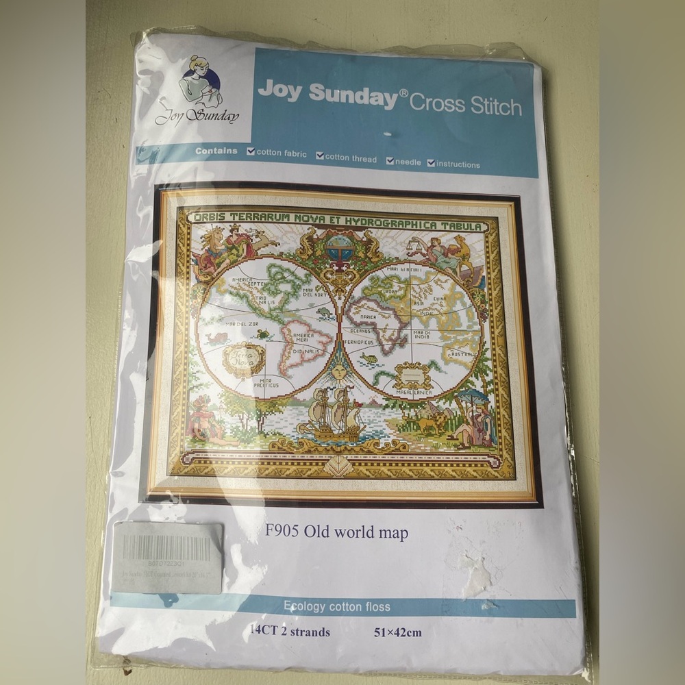 Joy Sunday Cross Stitch Vintage World Map - Multicolor
